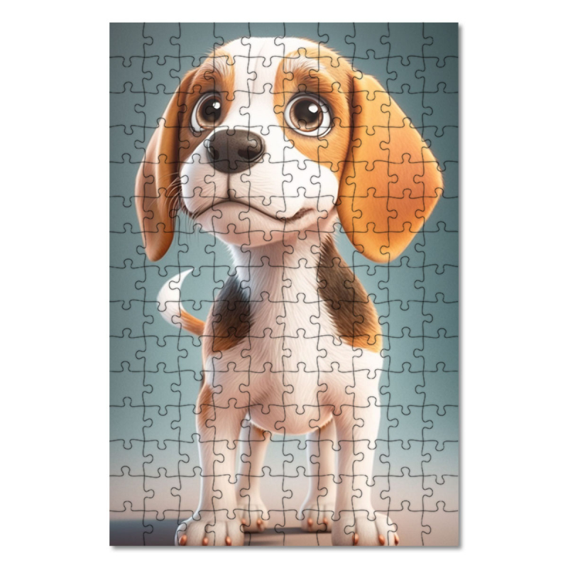 Dřevěné puzzle Beagle animovaný