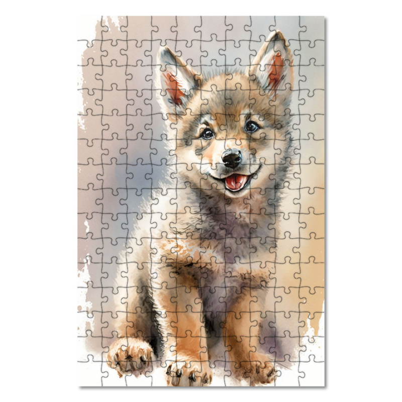 Dřevěné puzzle Akvarelový vlk
