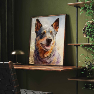 Australský honácký pes akvarel