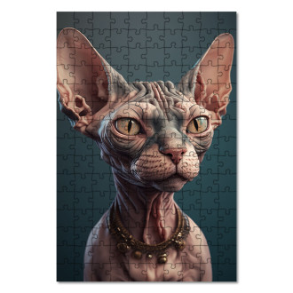 Dřevěné puzzle Sphynx kočka akvarel