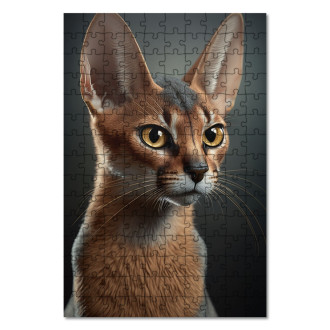 Dřevěné puzzle Habešská kočka akvarel