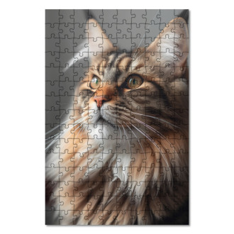 Dřevěné puzzle Mainská mývalí kočka realistic