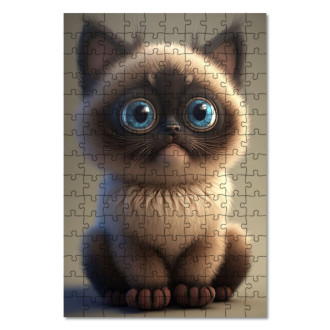 Dřevěné puzzle Siamská kočka animovaná