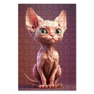 Dřevěné puzzle Sphynx kočka animovaná