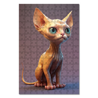 Dřevěné puzzle Devon Rex kočka animovaná