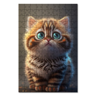 Dřevěné puzzle Bengálská kočka animovaná