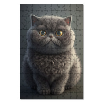 Dřevěné puzzle Britská krátkosrstá kočka animovaná