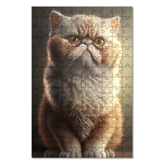 Dřevěné puzzle Exotická krátkosrstá kočka akvarel