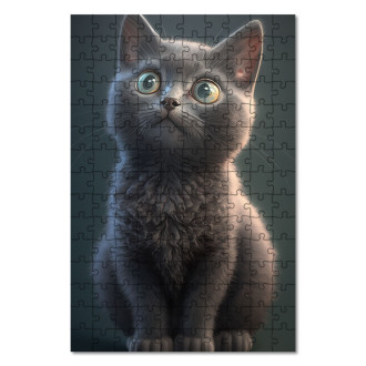 Dřevěné puzzle Ruská modrá kočka animovaná