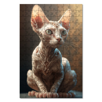 Dřevěné puzzle Devon Rex kočka akvarel