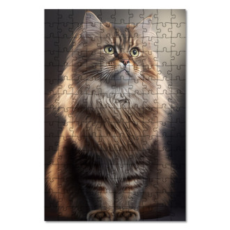 Dřevěné puzzle Sibiřská kočka akvarel