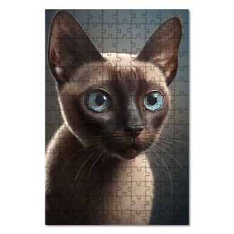 Dřevěné puzzle Tonkinská kočka akvarel