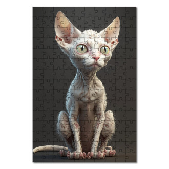 Dřevěné puzzle Cornish Rex kočka animovaná