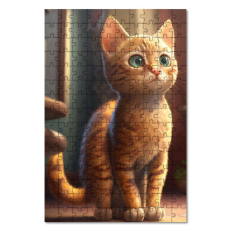 Dřevěné puzzle Ocicat kočka animovaná