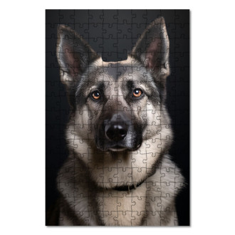 Dřevěné puzzle Norský elkhound realistic
