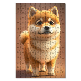Dřevěné puzzle Shiba Inu animovaný