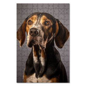 Dřevěné puzzle Americký anglický coonhound realistic