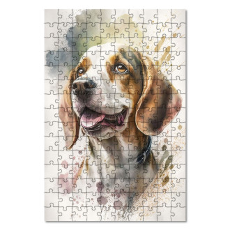 Dřevěné puzzle Beagle akvarel