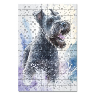 Dřevěné puzzle Kerry Blue Terrier akvarel
