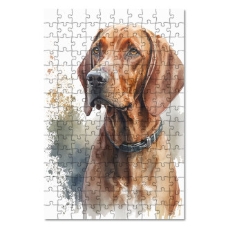 Dřevěné puzzle Redbone Coonhound akvarel
