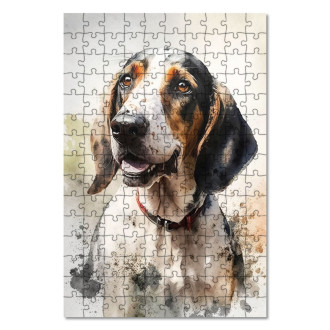 Dřevěné puzzle Americký anglický coonhound akvarel