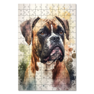 Dřevěné puzzle Boxer akvarel