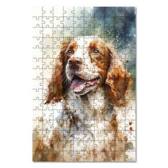 Dřevěné puzzle Welsh Springer Spaniel akvarel