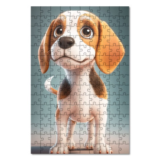Dřevěné puzzle Beagle animovaný