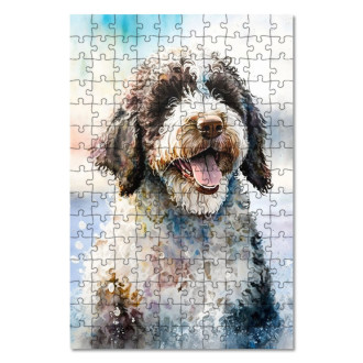 Dřevěné puzzle Španělský vodní pes akvarel