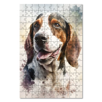 Dřevěné puzzle Treeing Walker Coonhound akvarel