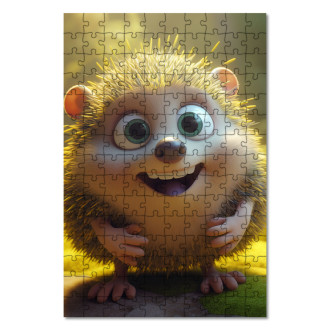 Dřevěné puzzle Roztomilý animovaný ježek