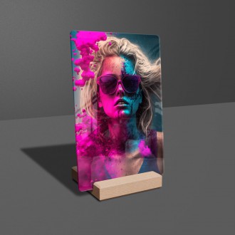 Akrylové sklo Dívka v barevném poprašku