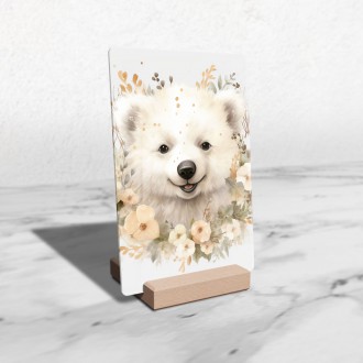 Akrylové sklo Mládě ledního medvěda v květinách