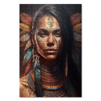 Dřevěné puzzle Žena indiánka 2