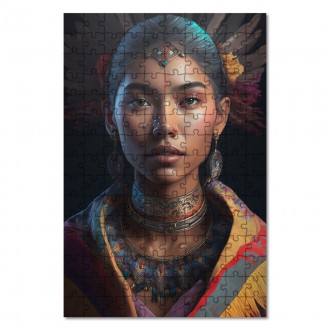 Dřevěné puzzle Žena indiánka
