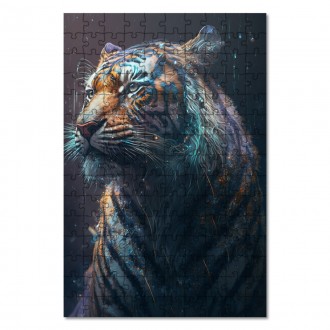 Dřevěné puzzle Tygr v dešti