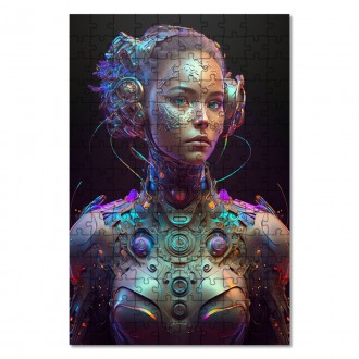 Dřevěné puzzle Žena kyborg 2
