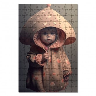 Dřevěné puzzle Móda - dítě houba muchomůrka 1