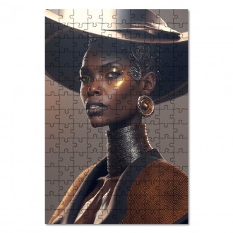 Dřevěné puzzle Modelka v klobouku 2