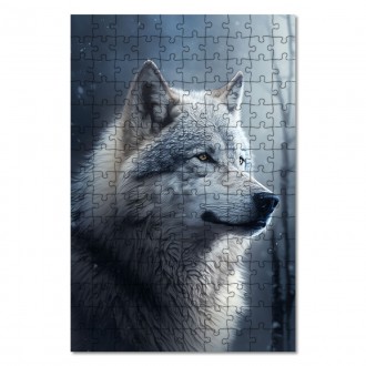 Dřevěné puzzle Vlk v zimě