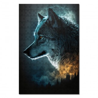 Dřevěné puzzle Krajina vlků 2