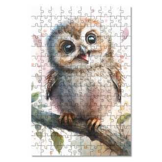 Dřevěné puzzle Akvarelová sova