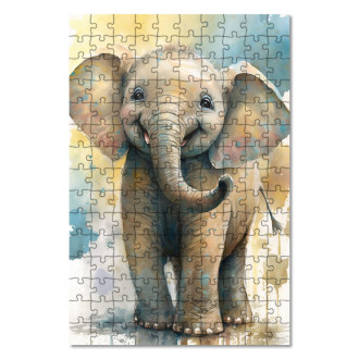 Dřevěné puzzle Akvarelový slon