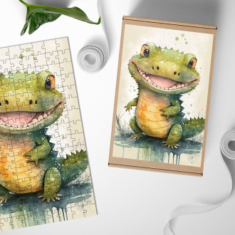 Dřevěné puzzle Akvarelový krokodýl