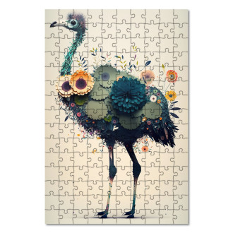 Dřevěné puzzle Květinový pštros