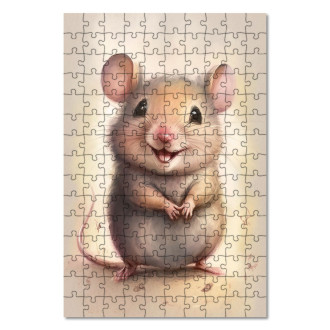 Dřevěné puzzle Akvarelová myš