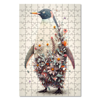 Dřevěné puzzle Květinový tučňák