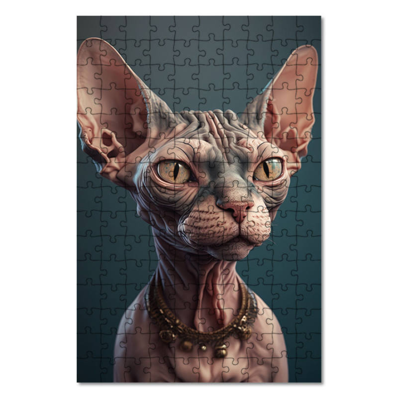 Dřevěné puzzle Sphynx kočka akvarel