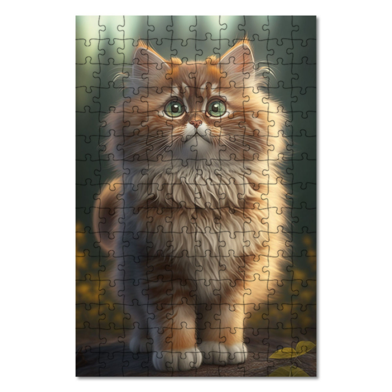 Dřevěné puzzle Norská lesní kočka animovaná