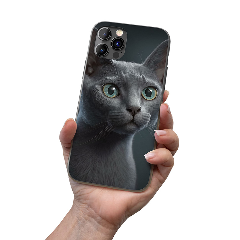 Ruská modrá kočka akvarel